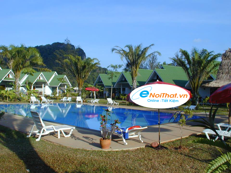 Resort dùng Tấm Onduline màu xanh